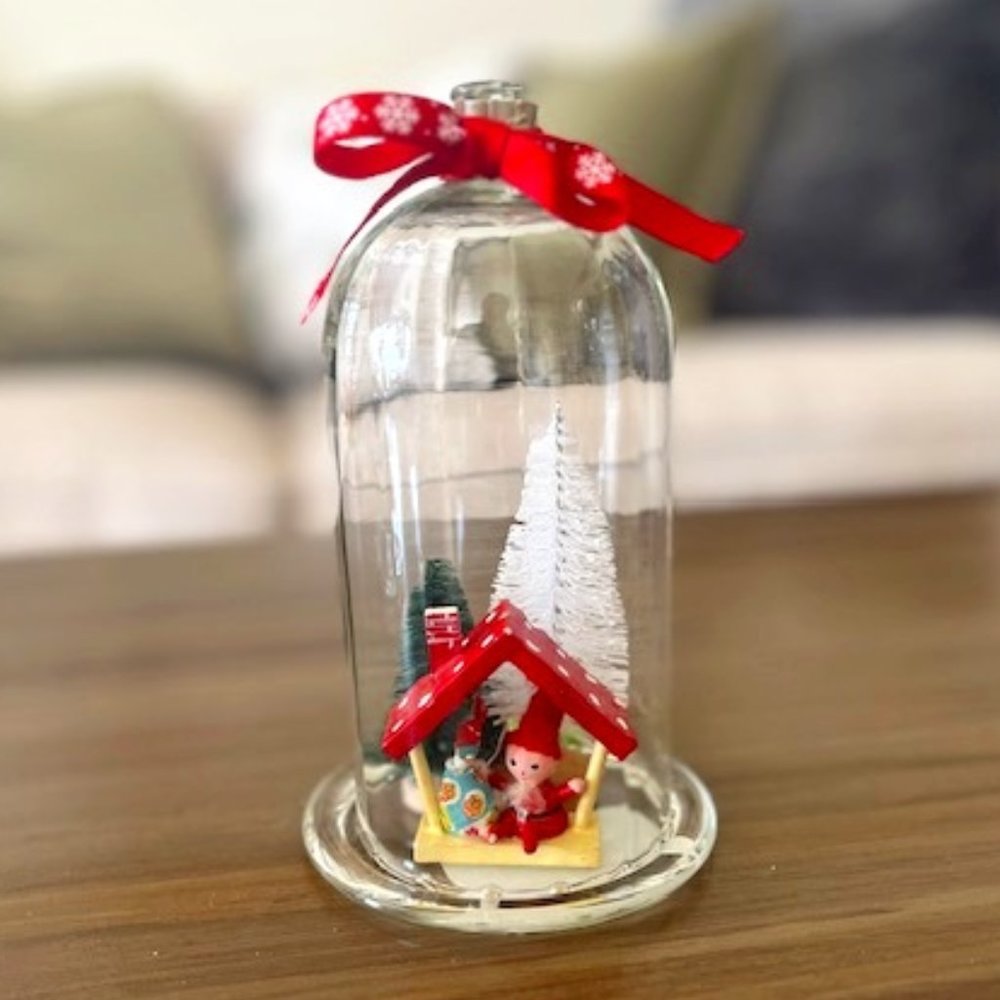 Holiday Cloche Jar with Vintage Ornament